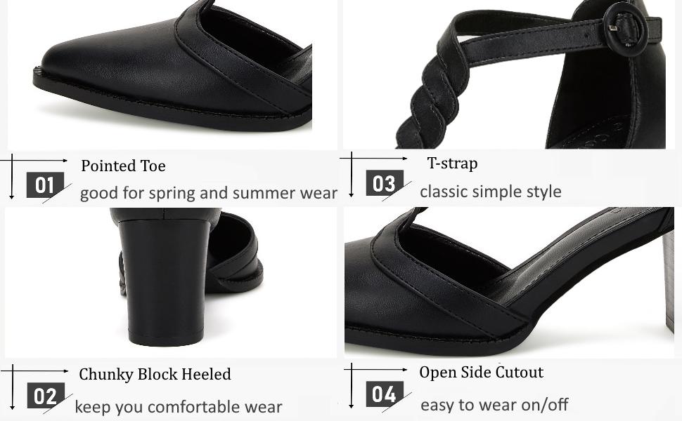 Fashare Womens Block Chunky Heels T Strap Dress Shoes Closed Toe Braided Stacked Heeled Sandals Pumps Fashare Womens Block Chunky Heels T Strap Dress Shoes Closed Toe Braided Stacked Heeled Sandals Pumps