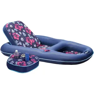 Ultimate 2-in-1 Extra Large Inflatable Pool Float Lounge for Adults with Adjustable Backrest & Cupholder Caddy