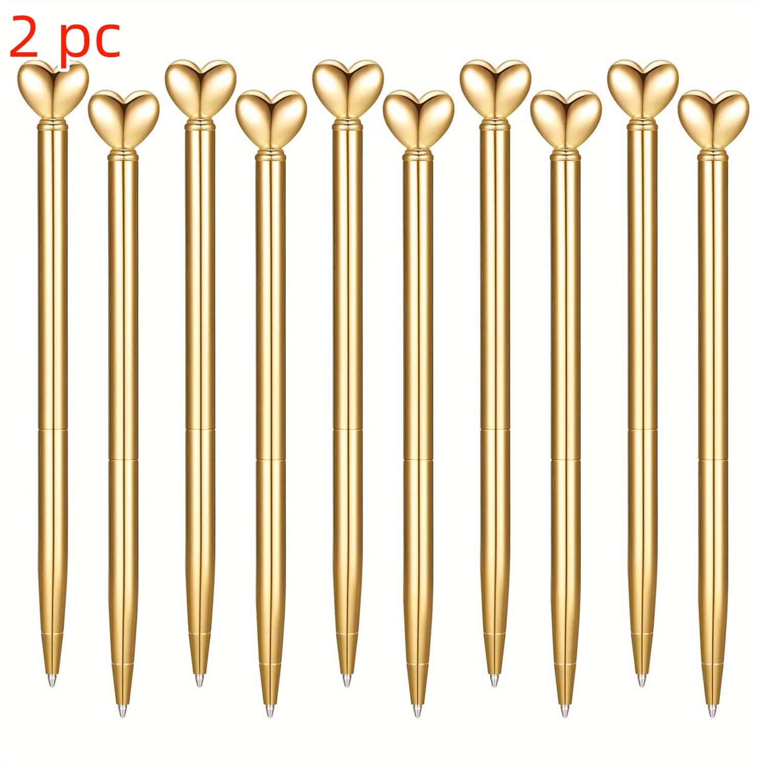 Heart-Shaped Retractable Metal Pen Set, Smooth Ink, Medium Tip, Comfortable Grip, Rotating Closure, Ideal for Office & Gifts