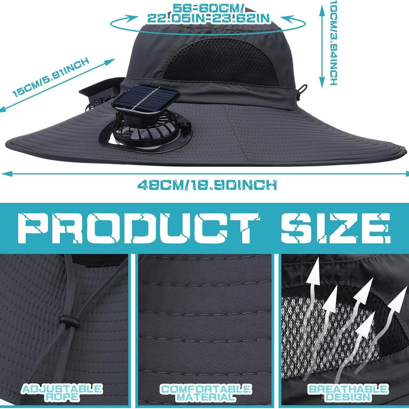 Solar Fan Hat, Hat with Solar Fans Built in，With2PCS Rechargeable Cooling Fan, Suitable for Outdoor Fishing, Camping