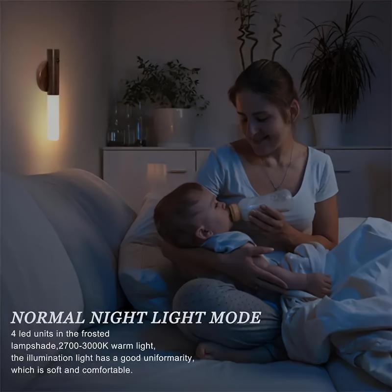 2PCS Motion Sensor LED Night Lights, USB Rechargeable Wireless Magnetic Wall Lights, IPX4 Waterproof Smart Night Lighting with Auto On/Off Detection for Bedroom, Bathroom, Kitchen, Hallway and Stairs, Safe Navigation Light for Home and Apartment Essential
