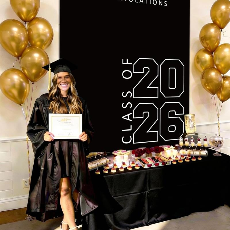 2026 Graduation Banner, “Congratulations on Your Graduation” Polyester Banner, photo backdrop and wall decorations for graduation ceremonies and parties, suitable for high school and college graduation party decorations