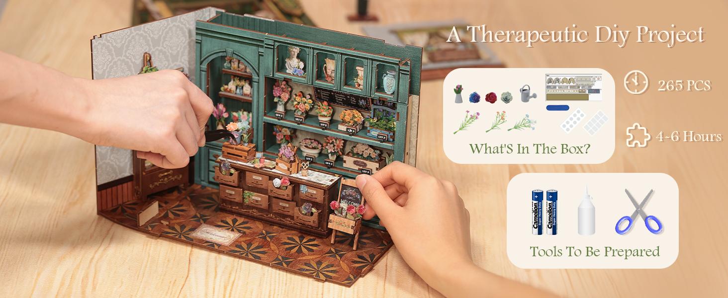 CUTEBEE DIY 3D Book Nook Kit Blossom Florists – Miniature Wooden Flower Shop Dollhouse, Handmade Tiny House Bookshelf Decor | Holiday, Christmas and Black Friday Gift CUTEBEE DIY 3D Book Nook Kit Blossom Florists – Miniature Wooden Flower Shop Dollhouse, Handmade Tiny House Bookshelf Decor | Holiday, Christmas and Black Friday Gift