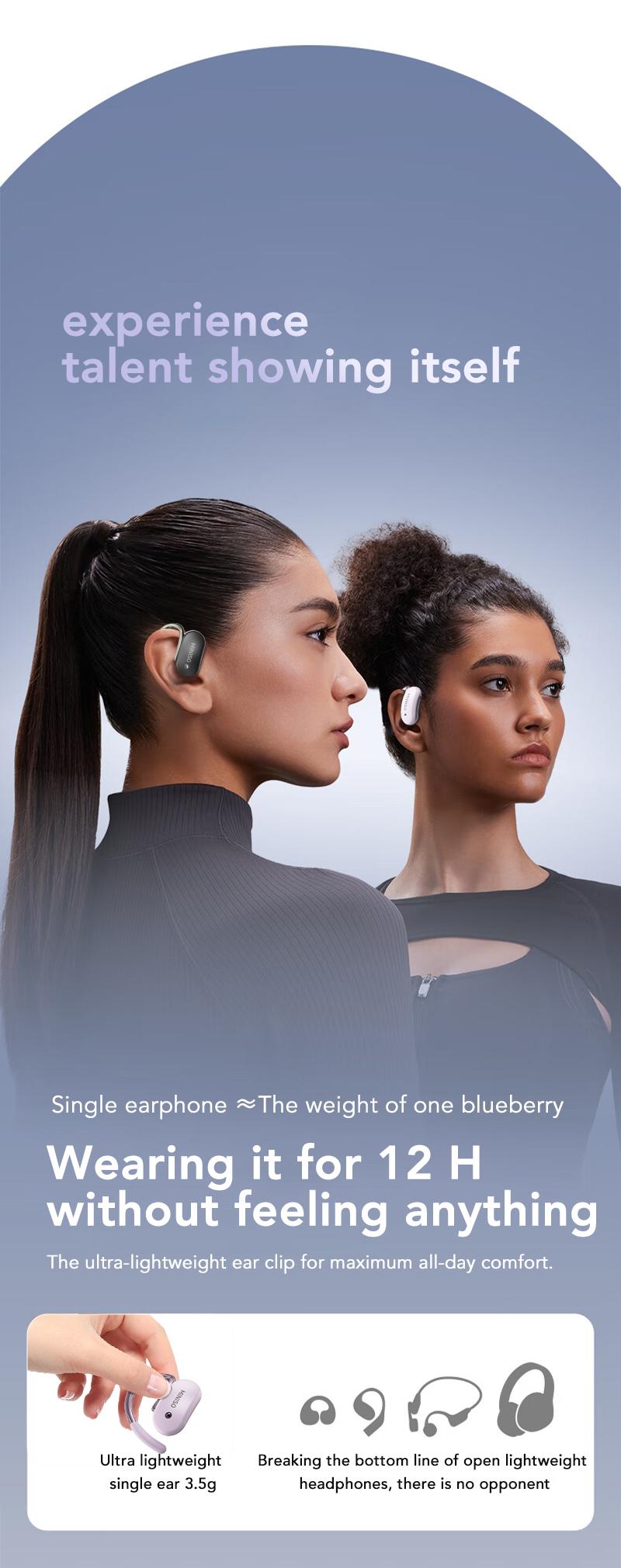 MINISO X68 True Wireless Open Ear Earbuds Bluetooth 5.4 HIFI Sound Quality Sports Headphones OWS Earbuds Gaming with Low Latency Touch Control IPX5 Waterproof With microphone Earphones