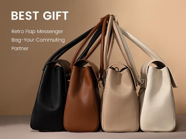 LOVEVOOK Retro Laptop Bag, Clamshell + Rotating button Design, PU Leather Women's Work Handbag Crossbody Bag, Waterproof Business Office Professional Handbag Shoulder Bag, Suitable for Most 15.6-inch Computers,TikTokShopSpringStatements LOVEVOOK Retro Laptop Bag, Clamshell + Rotating button Design, PU Leather Women's Work Handbag Crossbody Bag, Waterproof Business Office Professional Handbag Shoulder Bag, Suitable for Most 15.6-inch Computers,TikTokShopSpringStatements