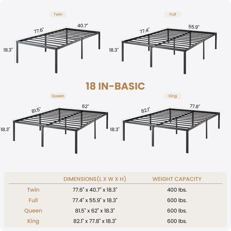 SHA CERLIN Heavy Duty Metal Bed Frame, 14"/18" Height Platform Bed Base, Twin/Full/Queen/King Size Steel Slats Support,No Box Spring Needed,Queen Bed Frame Twin Bed Frame#ChristmasGifts#TikTokShopBlackFriday SHA CERLIN Heavy Duty Metal Bed Frame, 14"/18" Height Platform Bed Base, Twin/Full/Queen/King Size Steel Slats Support,No Box Spring Needed,Queen Bed Frame Twin Bed Frame#ChristmasGifts#TikTokShopBlackFriday