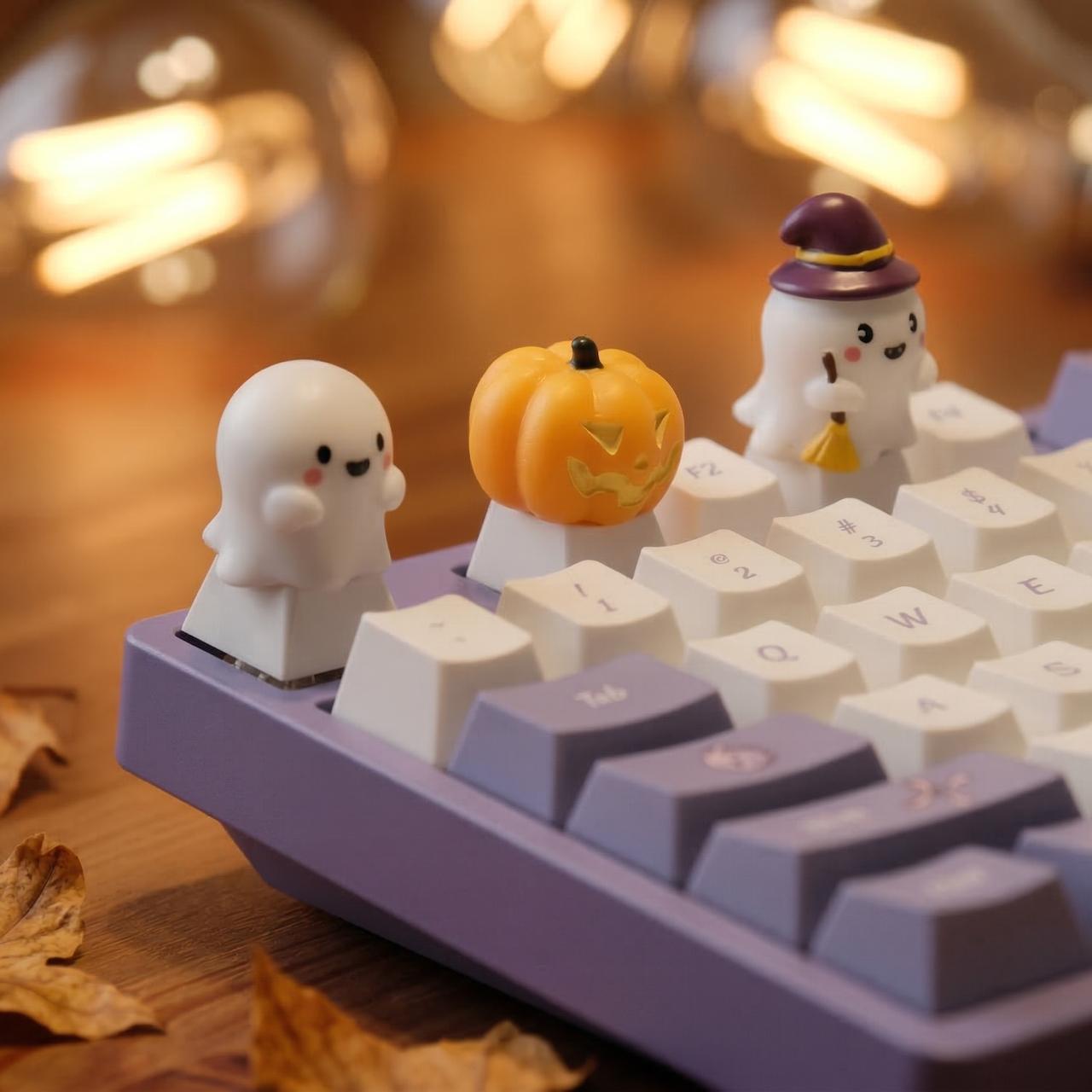 Halloween Ghost Keycaps, Cute Cartoon Design, Mechanical Keyboard Caps, DIY Decoration, Fits Cherry Mx Axes, Replaceable Esc/game Keys, Gamer Gift
