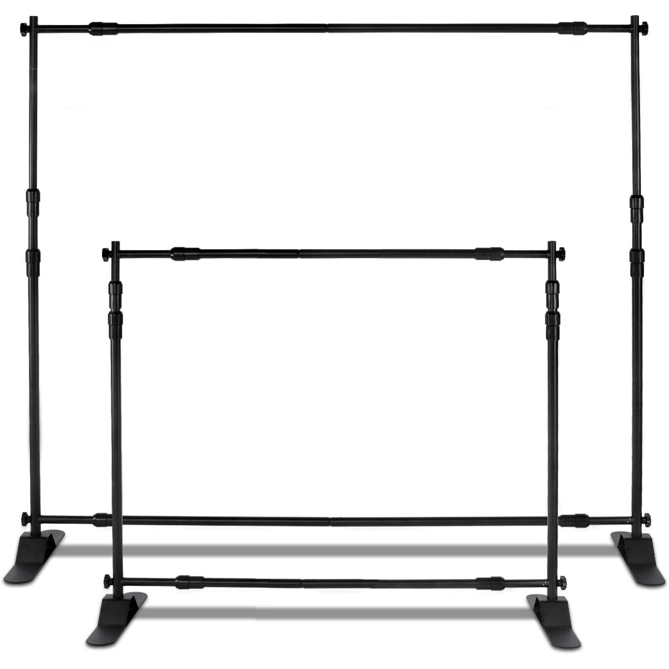 Photo Backdrop Stand - Heavy Duty Banner Holder Adjustable Photography Poster Stand - Height Up to 8x8 ft for Trade Show, Photo Booth, Parties, Wedding, Birthday, Photoshoot Background