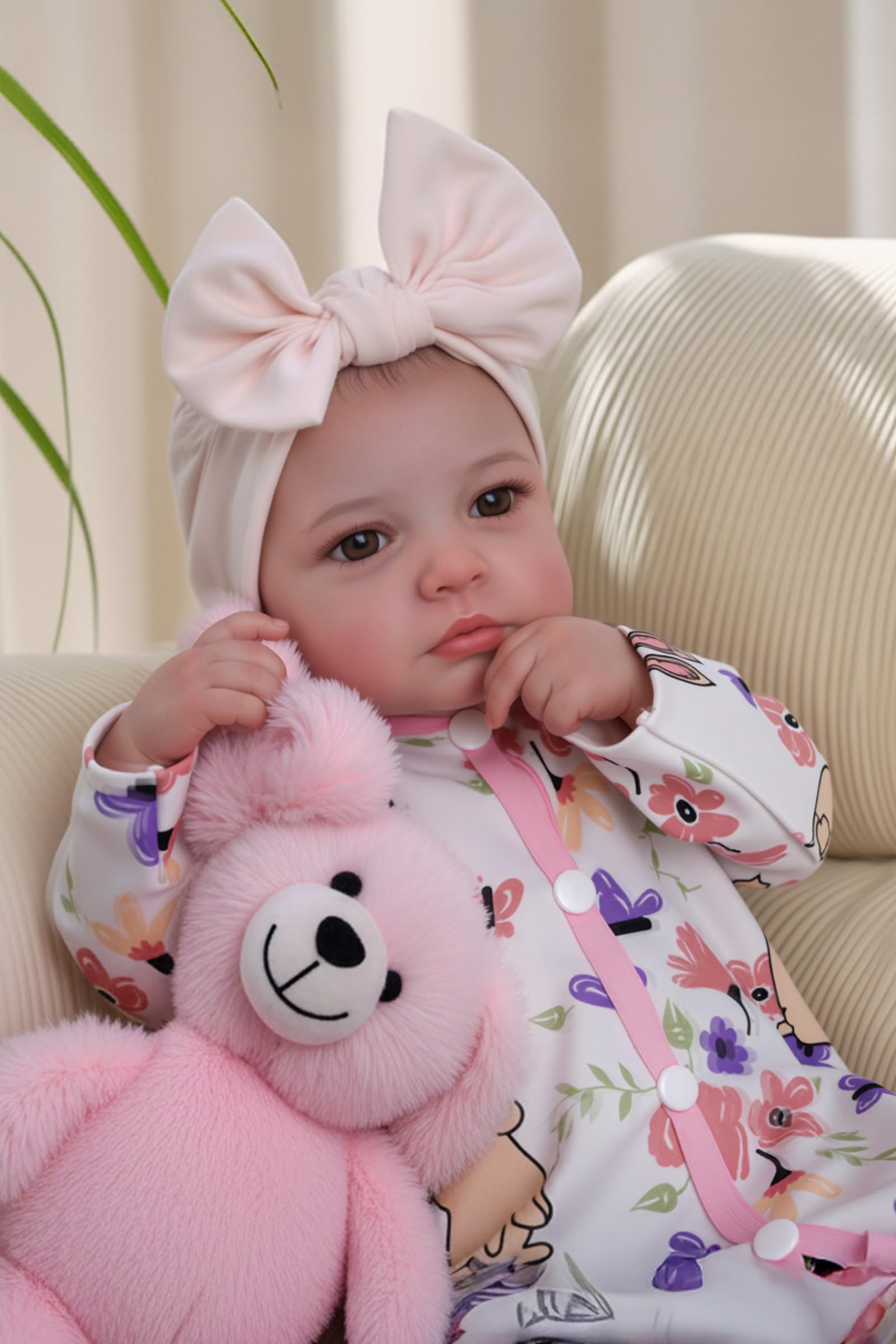 BABESIDE Reborn Baby Dolls - 17/20 Inch Cute Soft Vinyl Realistic Baby Doll Girl Poseable Smiling Real Life Rebornbabydoll with Complete Accessories for 3+ Years Old Gifts