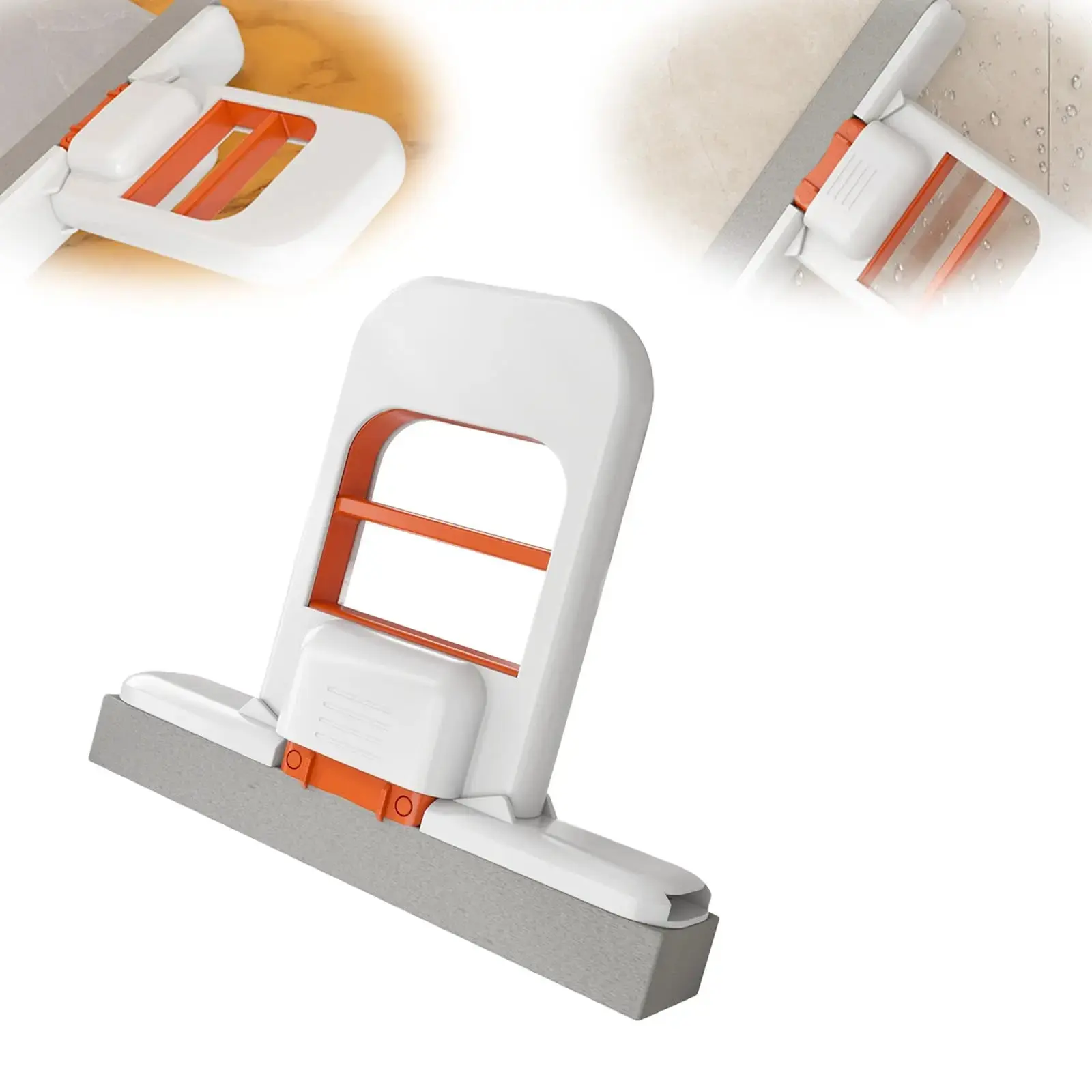 2026 New Upgrade Mini Portable Self-Squeezing Mop - Wet and Dry Cleaning System for Small Spaces, Bathroom, Kitchen, Desktop, Glass (Orange)