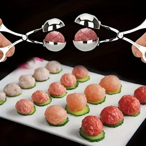 2pcs Stainless Steel Meatball Maker, Beef Ball Cutter, Kitchen Tool, Restaurant Equipment, Small Kitchen Accessories