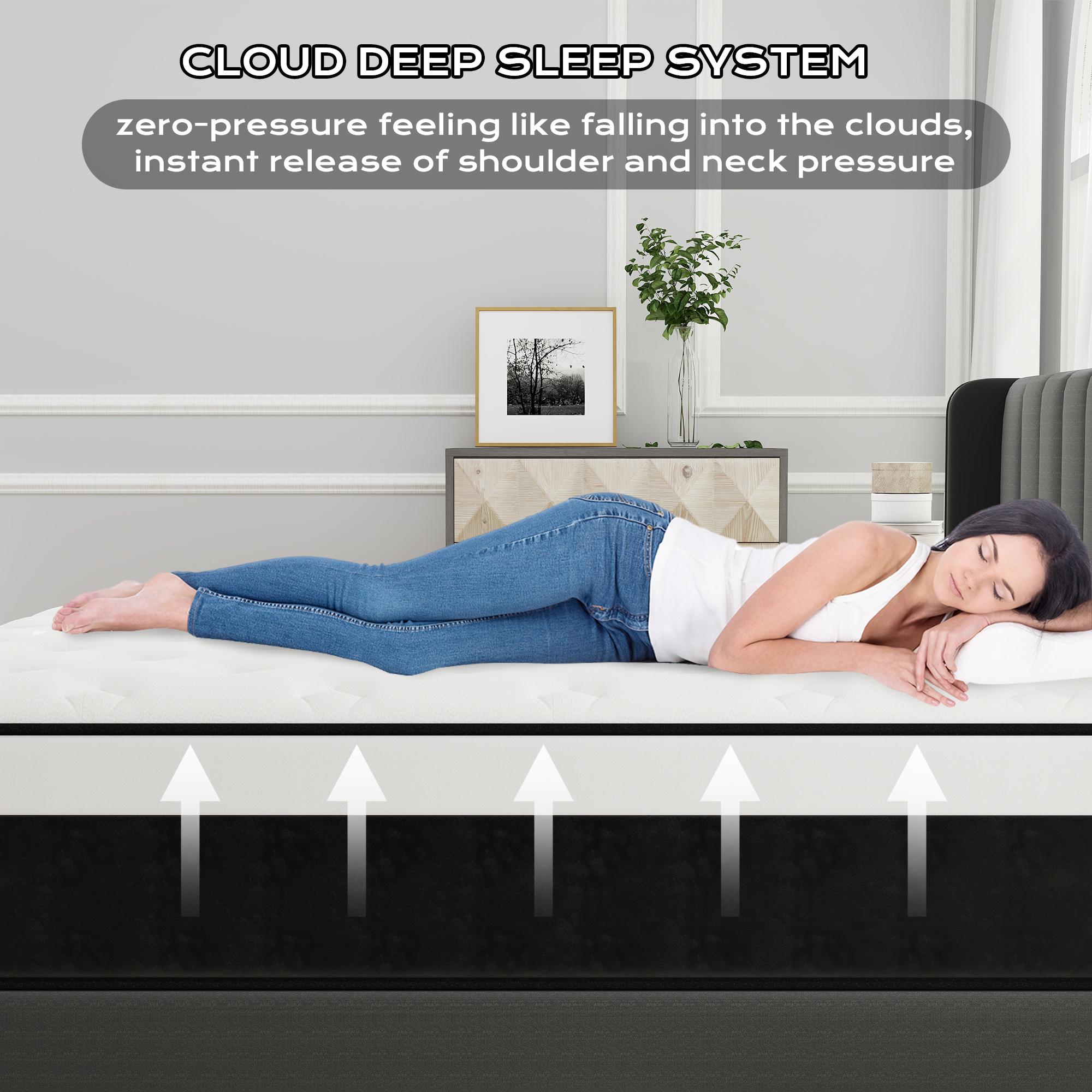 BOMASS 10" 12" 14" Mattress Twin Full Queen King Size-Memory Foam Hybrid Pocket Spring Medium Firm Mattresses Bed in A Box