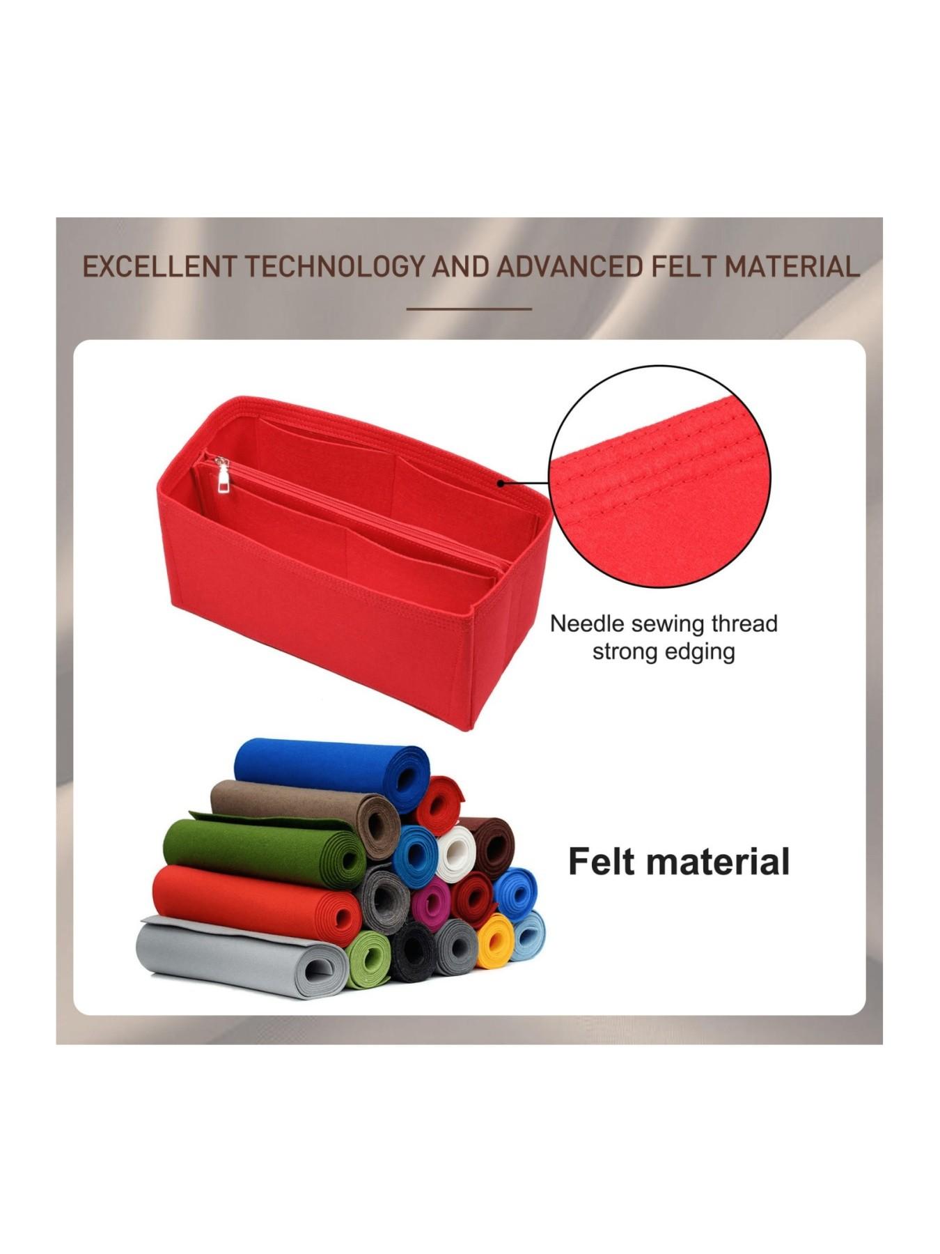Purse Organizer Insert for Handbags & Base Shaper 2pc Set with Zipper, Felt Bag Organizer for Tote, Purse Organizer for Speedy 25, Neverfull PM, Le Pliage S Handbag and More