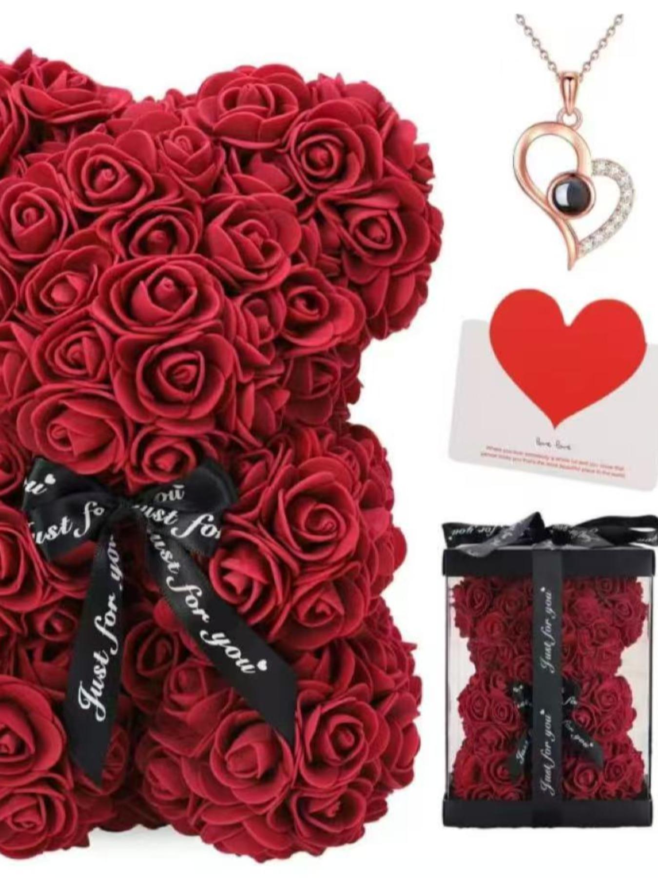 Set Includes 100 Languages Necklace Bear Card Gift Box Mother's Day Gift for Mom Valentine's Day Gift for Girlfriend