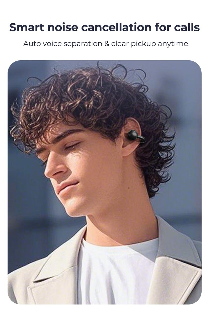 ERAZER XF50 AI clip on translation headphones with 134 language translations, sweat resistant and waterproof, powerful sound effects, and long battery life suitable for music and voice calls, suitable for travel and learning