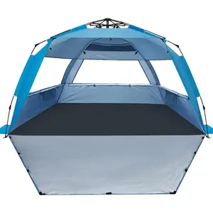 Deluxe Pop Up Beach Tent Sun Shade Shelter  3-4/5-6 Person, UV Protection, Extendable Floor with 3 Ventilating Windows Plus Carrying Bag, Stakes, and Guy Lines