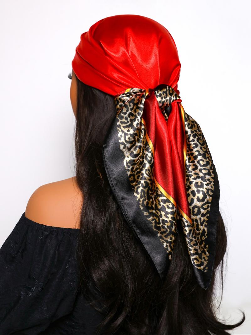 Women's Leopard Print Square Scarf, Fashionable Soft Comfortable Scarf for Daily Wear, Casual Versatile Scarf for Women & Girls