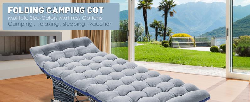 SLSY Folding Bed Cot with 3.3 inch 2 Sided Mattress, 75"x 28" Folding Sleeping Cot Guest Bed, Folding Camping Cots with Carry Bag