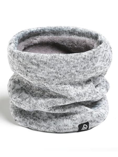 Unisex Fall Winter Windproof Knit Scarf, Thick Fleece Lined Neck Warmer, Casual Outdoor Cycling Skiing Accessory, Knitted Shawl