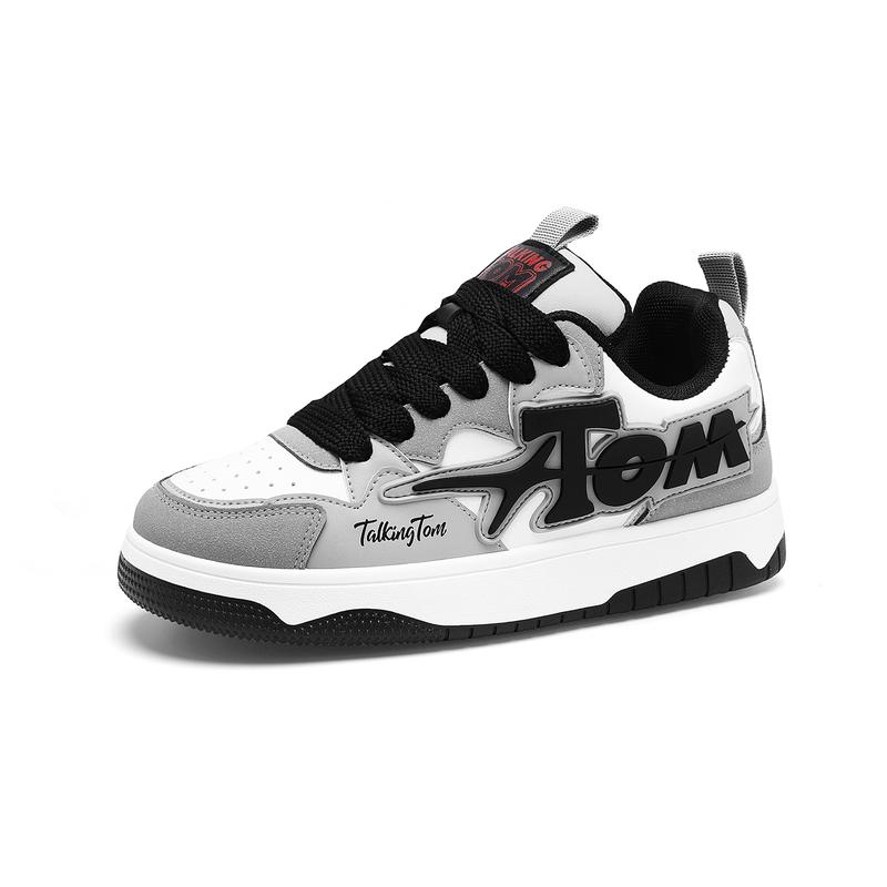 Unisex's Fashionable Colorblock Letter Label Design Skate Shoes Casual Comfortable Breathable Sports Shoes Trendy All-match Sneakers for Daily Wear Trainer Runner Running Black And Gray