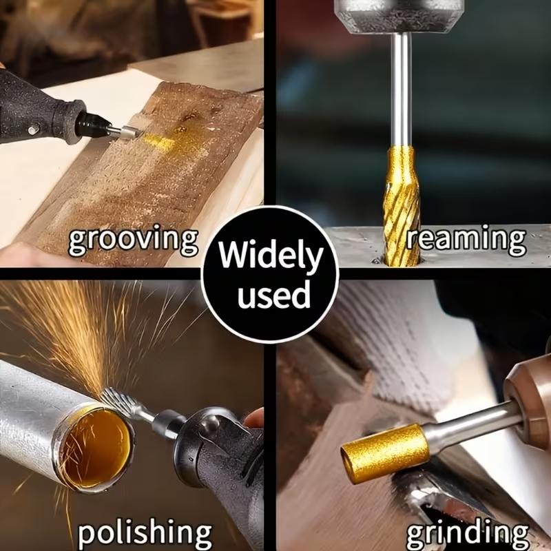 Upgrade Version Efficient Work Rotary File Set, Tungsten Alloy Dual Blade Carving Milling Cutter, Durable Woodworking Grinding Router