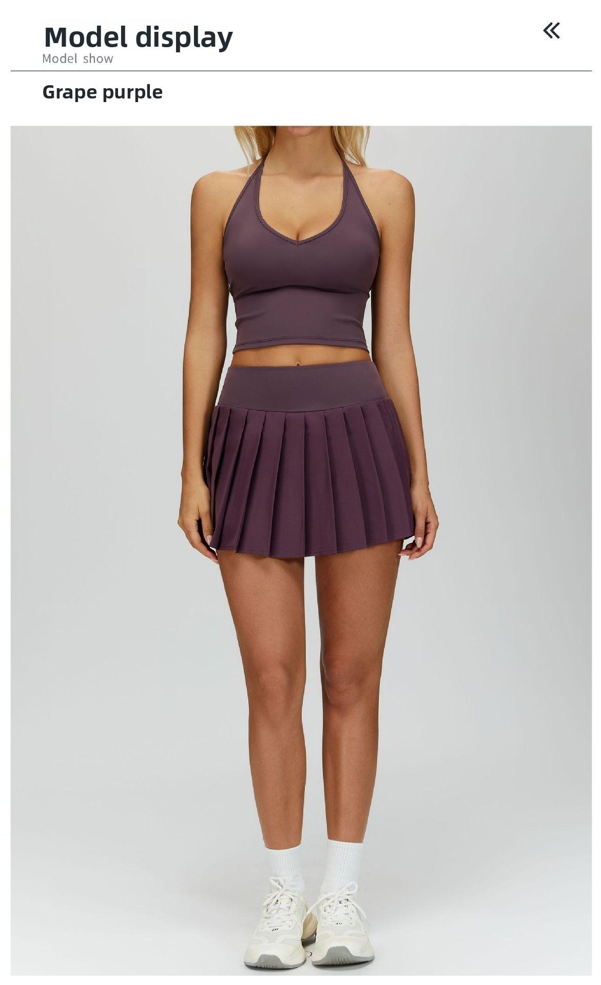 Dopamine yoga outfit for women, summer slim-fit pleated fitness wear, comfortable and lightweight yoga set