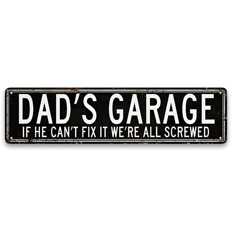 Dad's Garage Metal Tin Sign, Novelty Street Sign, Home Decor, Decorative Plaque, Decorative Wall Sign for Home Farmhouse Garage, Living Room Decor, Home Decor Products, Vintage Garage Signs,Dad Gifts
