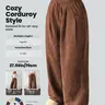 Women's Basic Loose-Fitting Baggy Solid Corduroy Elastic Waist Drawstring Adjustable Bottom Pants, Womenswear Casual All-Season Straight Leg Trousers for Autumn & Winter Valentine's Day #GLOBAL PICKS