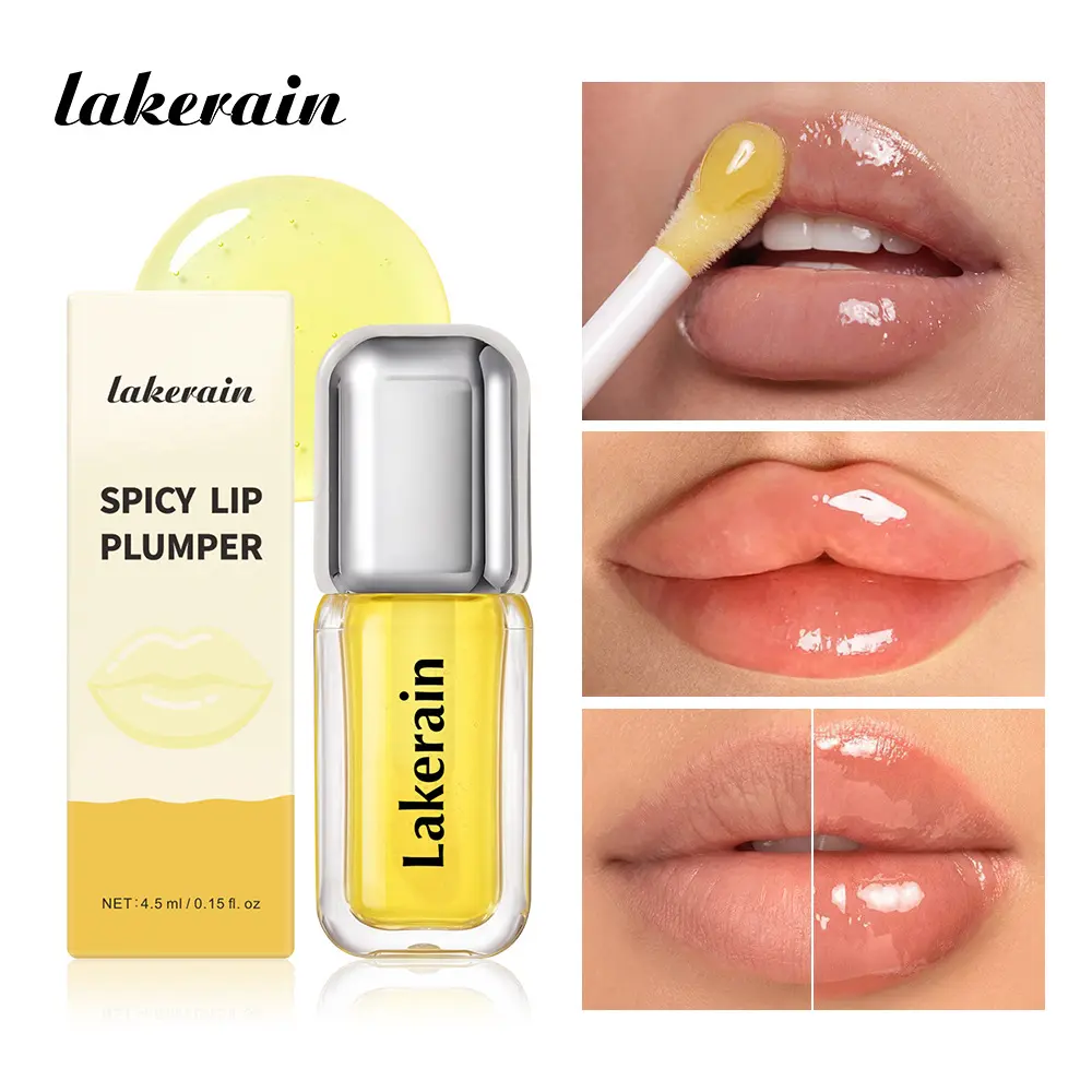 Spicy Lip Plumper Liquid, Volumizing and Moisturizing Lips, Slight Sticky Feel, Glassy Finish, Enhances Fullness and Hydration
