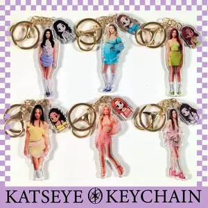 KATSEYE Acrylic Keychain Set, 6Pcs K-Pop Group Member Portrait Key Rings, Double-Sided Idol Bag Charms for Fans