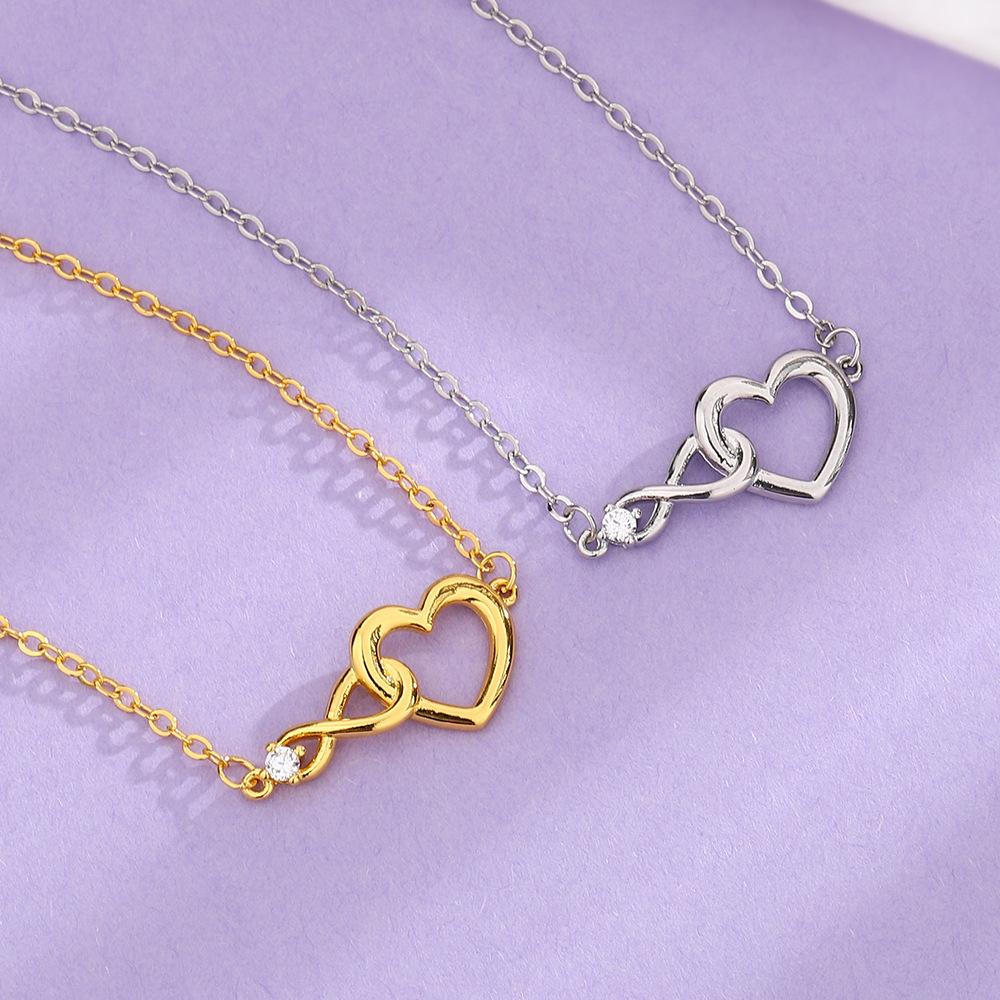 Infinity Heart Pendant Necklace| Gold/Silver Plated CZ Romantic Jewelry Gift for Her