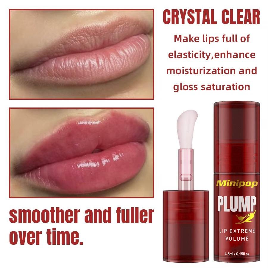 LIP PLUMP Transparent Plumping Lip Oil Lip Treatment - Extreme Lip Plumper Lip Volumizer Infused with Ginger & Chili for a Natural Tingle, Provides Deep Moisturizing & a Non-Sticky Glossy Finish