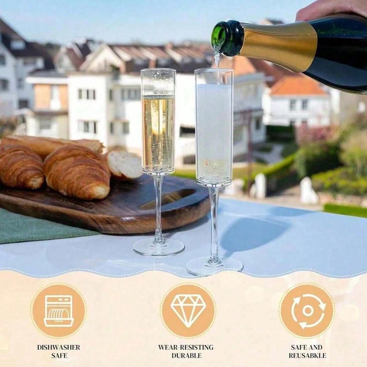 3/6 Pack Shatterproof Acrylic Champagne Glasses, 5.5oz Reusable Highball Cups, Transparent Martini Glasses, Perfect for Cocktails and Desserts