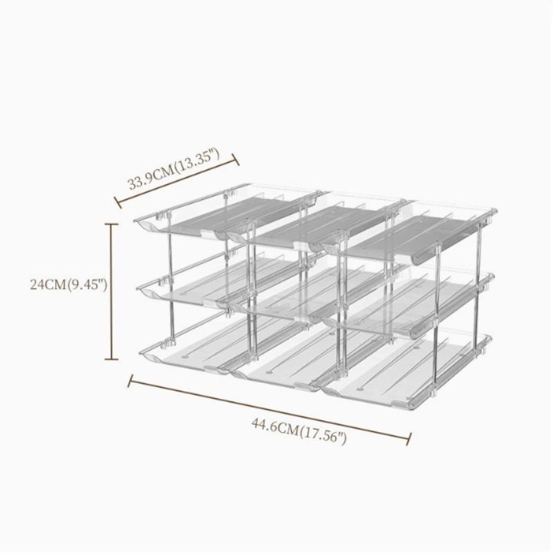 Large Capacity Can Organizing Rack for Food Storage, Transparent Plastic 2-Layer Rolling Soda Can Holder, Space Saving Food Organizer