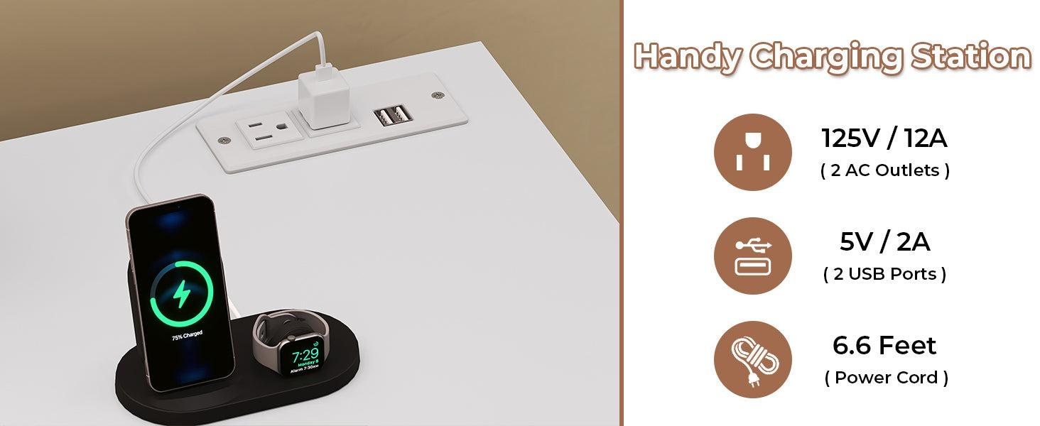 Sikaic Dresser for Bedroom with LED Lights Charging Station Modern Double Wide Drawer Organizer Cabinet Furniture Organization Amplified Storage Space