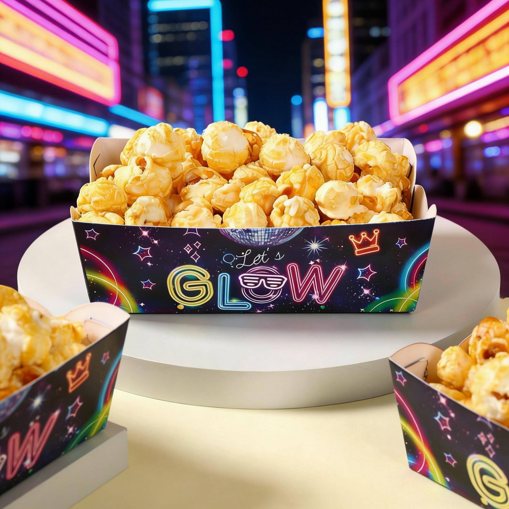 12 Piece Glow-In-The-Dark Popcorn Boxes, Striped Paper Bags, Party Bags, Candy Boxes, Perfect for Theme Celebrations, Elegant Party Decor