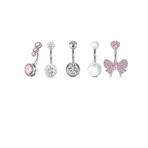 Butterfly Belly Ring, Heart Butterfly Pearl Cubic Zirconia Navel Piercing Jewelry, Stainless Steel Body Piercings 14 Gauge, Cute Belly Button Rings