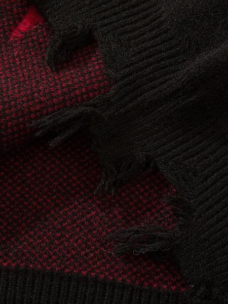 Men's Regular Fit Letter Embroidery Raw Hem Ripped Drop Shoulder Sweater, Casual Soft Comfy Long Sleeve Round Neck Crewneck Jumper For Fall & Winter, Men's Knitwear Top For Daily Wear