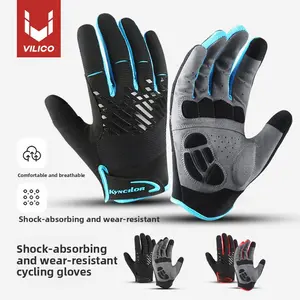 Outdoor sports fitness cycling touch screen long finger gloves, wear-resistant, shock-absorbing, breathable for summer