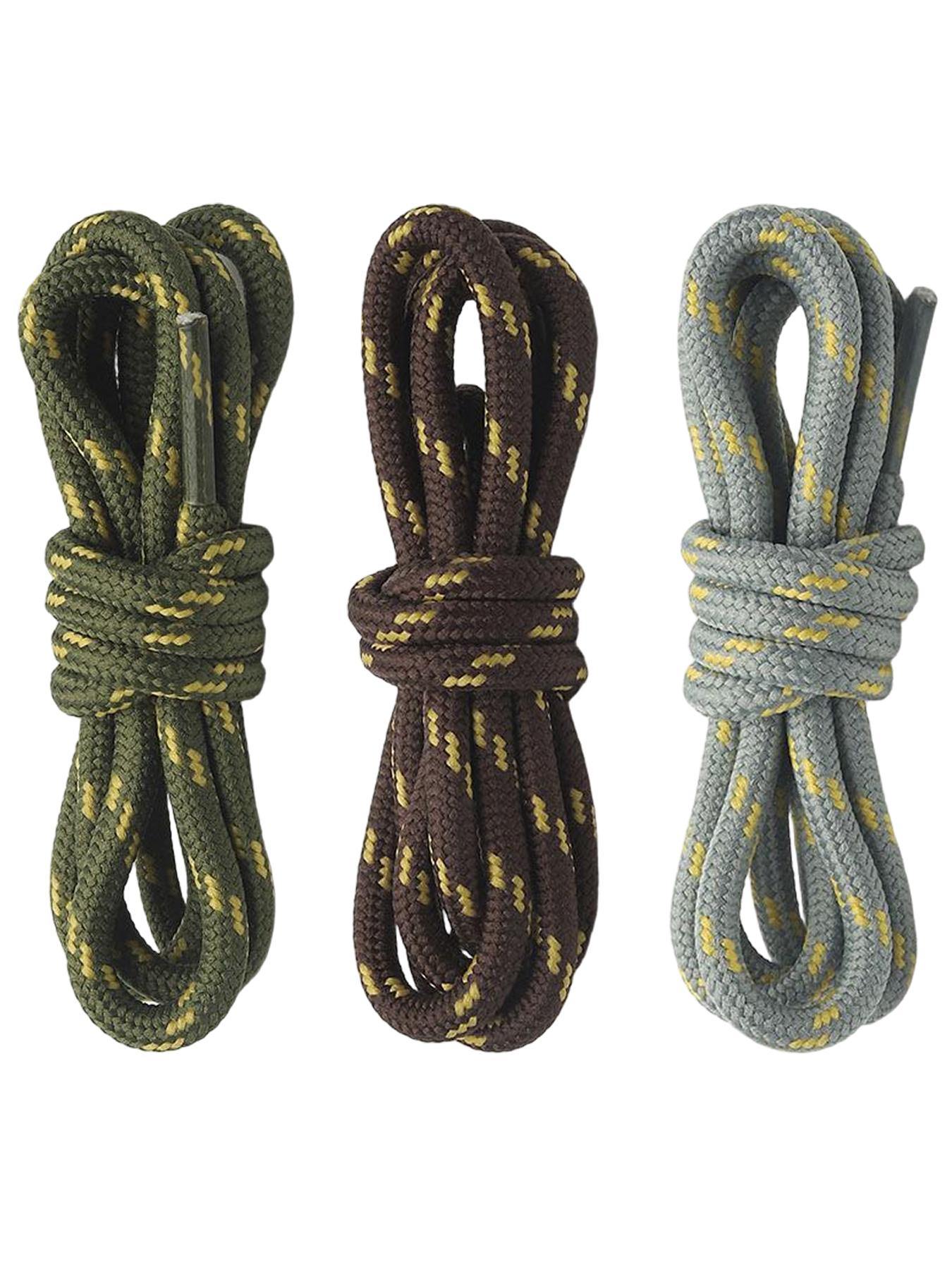 Round Shoelaces [3 Pairs], Heavy-Duty Work Boots Lace-Up Half Round 4mm, Suitable for Industrial Boots