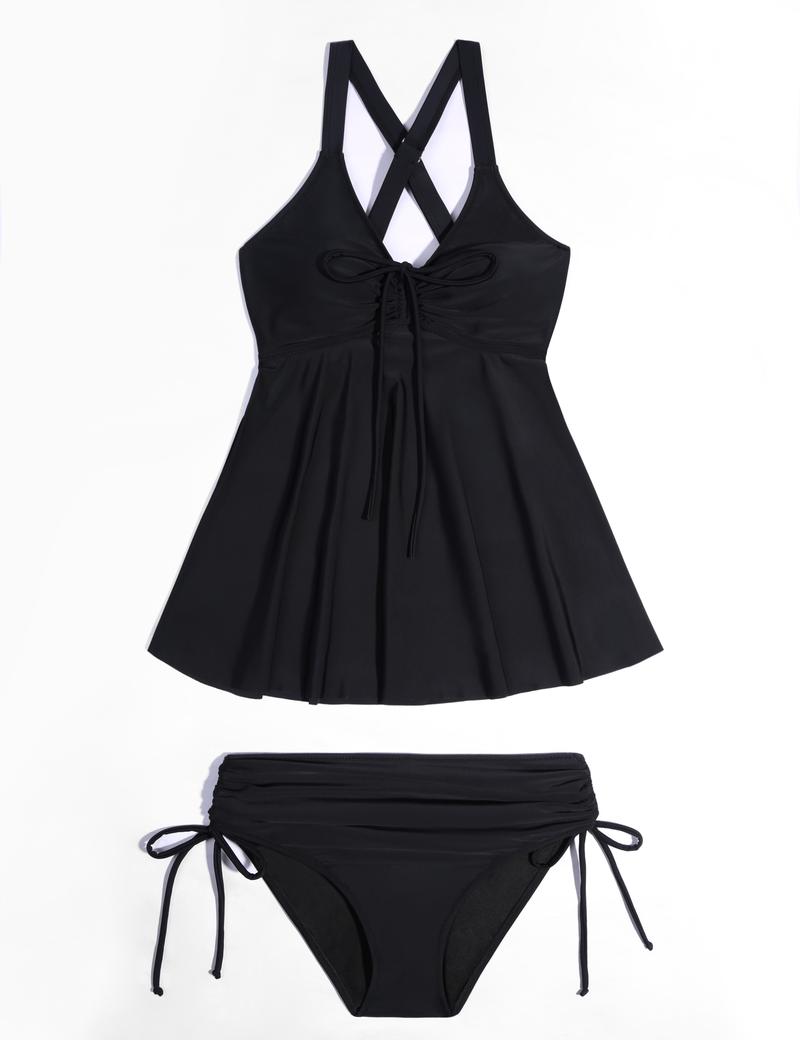 Blooming Jelly Modest Tummy Control Swimwear with Bottoms Womens Two Piece Tankini Swimsuits