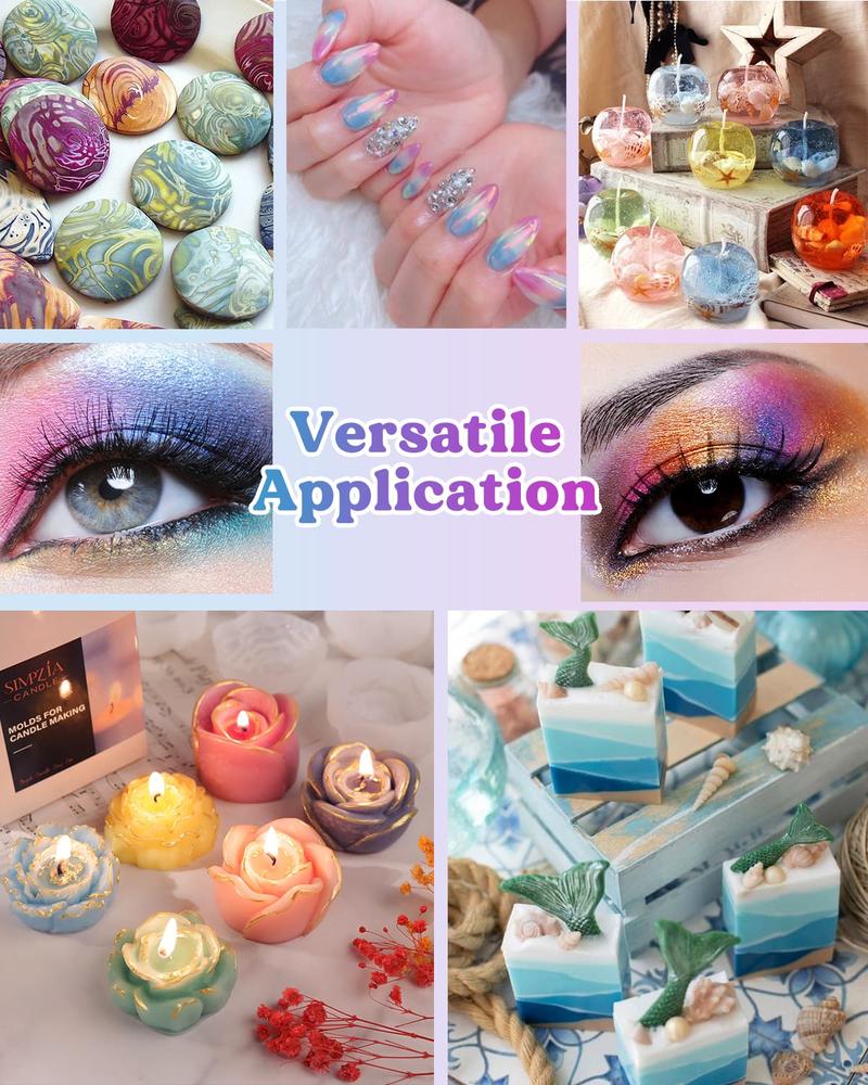 36/60 Colors Mica Powder, Mica Pigment Powder for Epoxy Resin/UV Resin, Natural Colorant Dye for Soap/Candle Making, Lip Gloss,Nail Polish, Slime and Bath Bomb Visit the LET'S RESIN Store