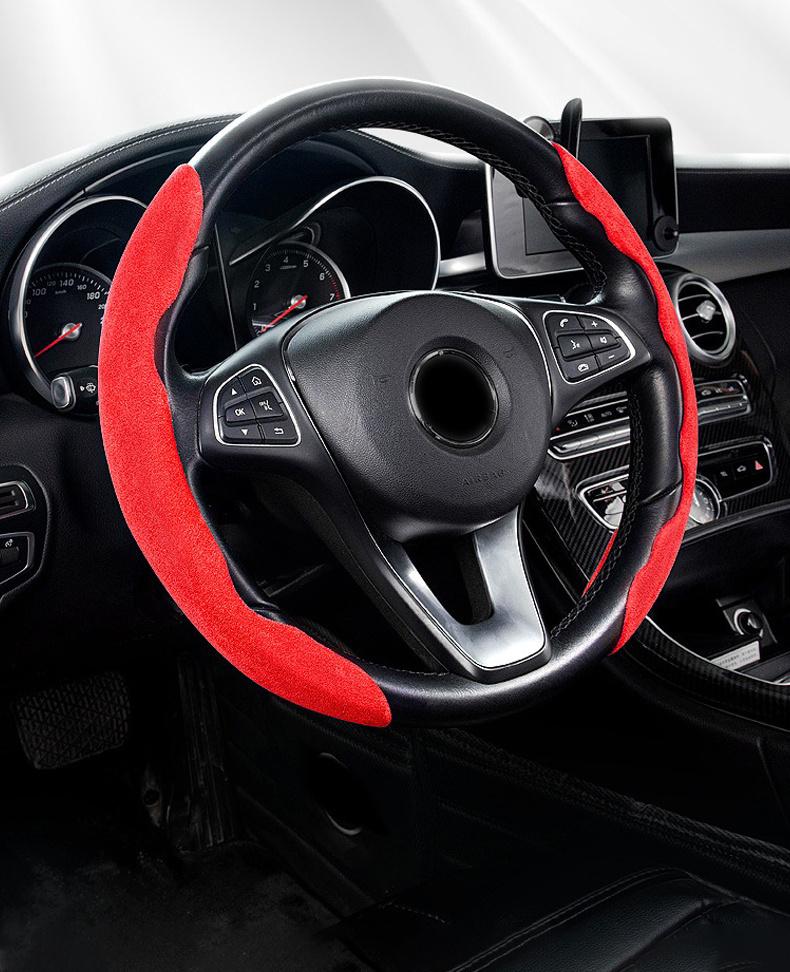 Suede Universal 38CM Car Steering Wheel Cover Booster Non-slip Cover For Tesla Model 3 Model S X Y Roadster SpaceX Auto Interior Accessories