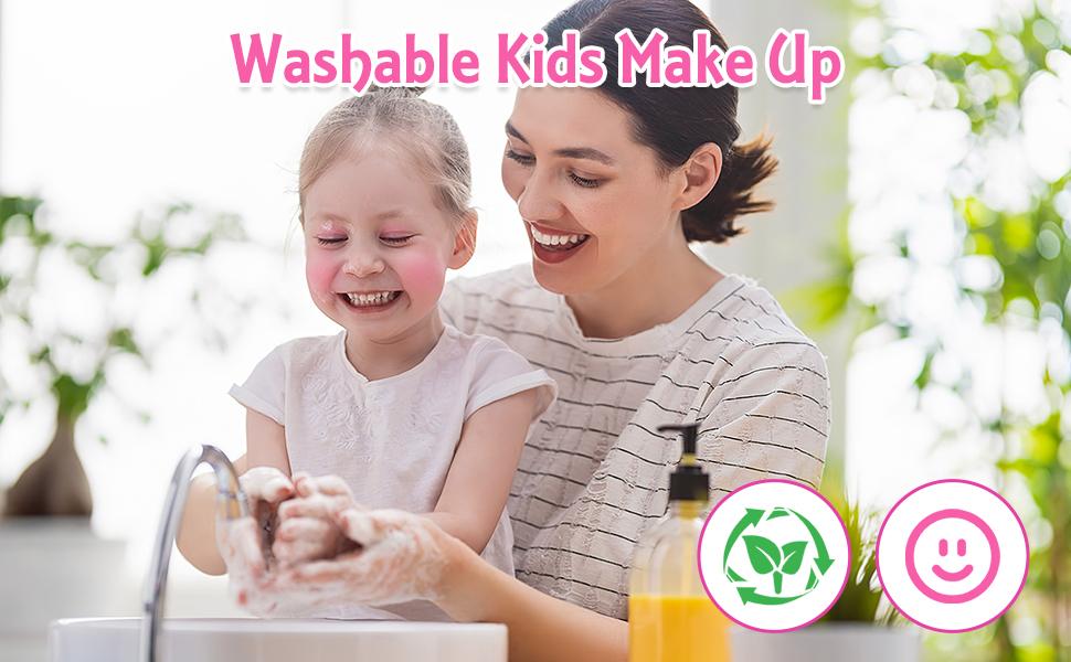 Pretend Play Makeup Kit,Washable Makeup Kit with Unicorn Bag,Make Up Kit for Christmas Birthday Gifts