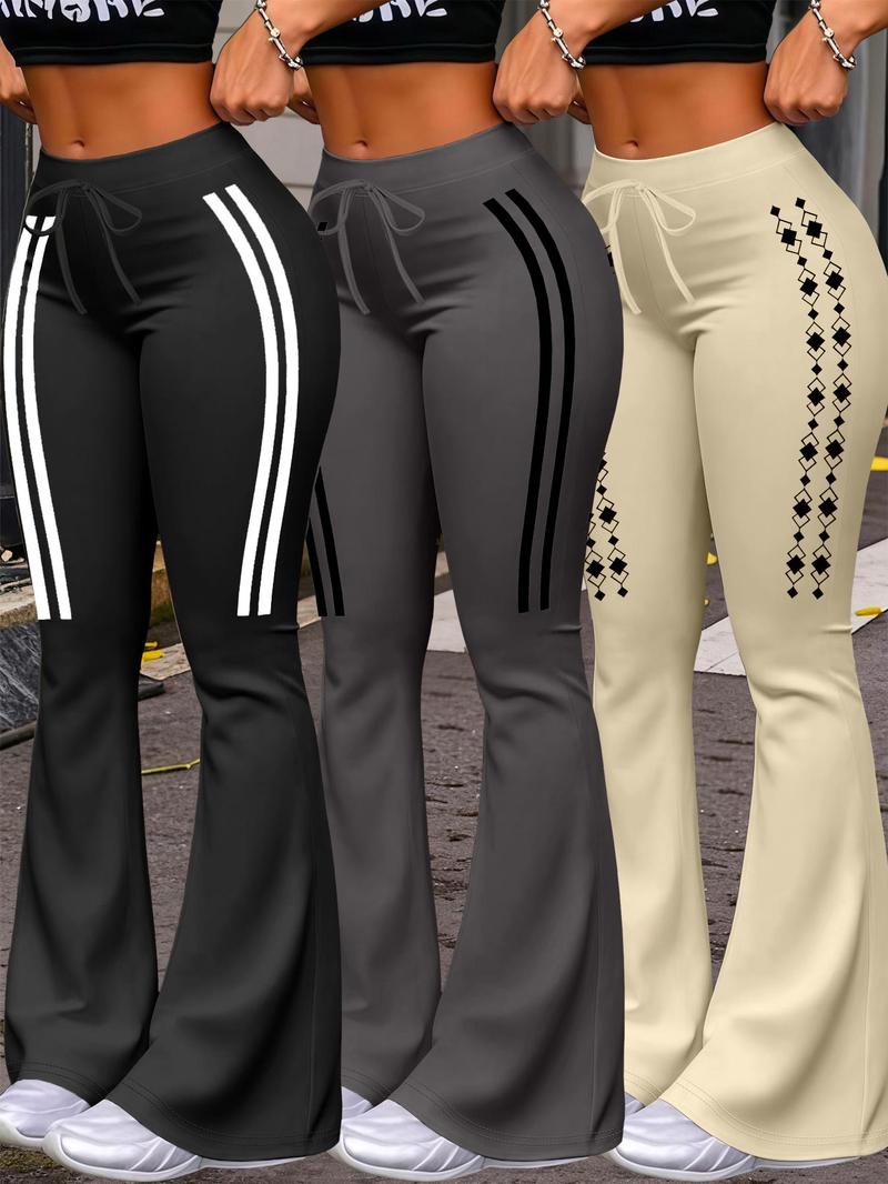 Women's Casual Fashion Long Pants, Unique Print, Drawstring Waist, Milk Silk Yoga Pants, All-Season Wide Leg Jogger Pants