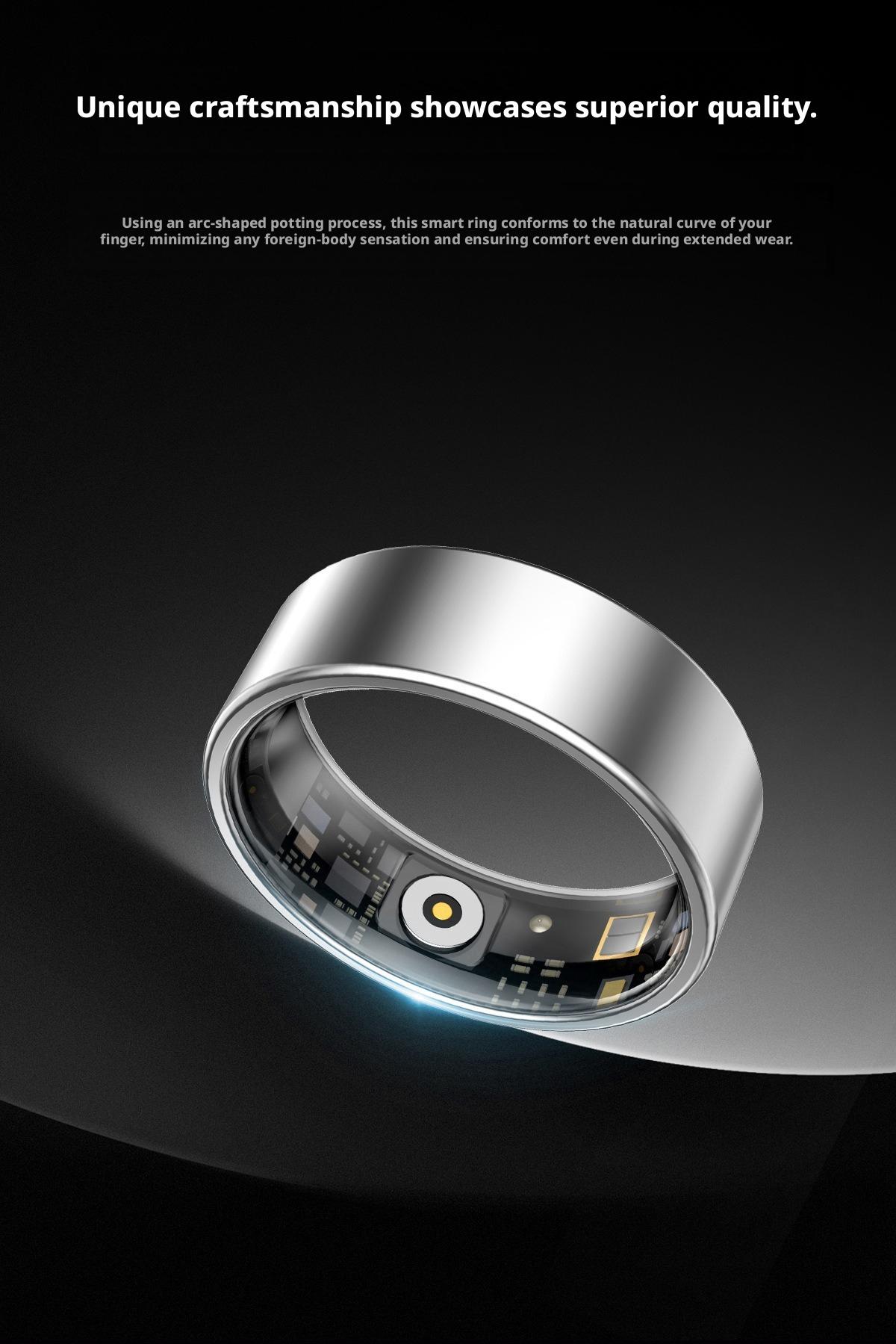 Wearable Smart Ring Tracker, Rechargeable & Long Battery Life Fitness & Activity Tracker with 24H Heart Rate Tracking, HRV, Blood Oxygen, Sleep Monitoring, Real-Time Data Sync to Phone, Gesture Control, Waterproof for Sports Wellness, Unisex Adults, Pedom