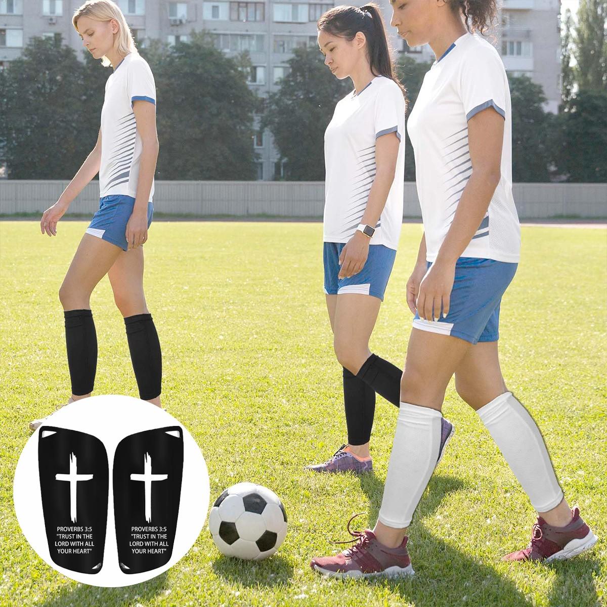 Bible Cross Leg Guards, High Elastic Buffer Material, Shock Absorption, Full Protection, Ergonomic Design, No Rubbing, Ideal for Soccer