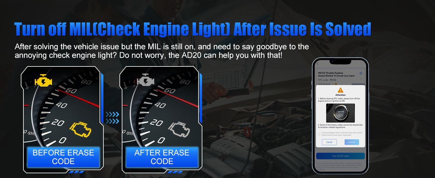 XTOOL AD20 OBD2  Car Scanner Code Reader Check Engine Light Diagnostic Scan Tool for iPhone/Android, OBDII Scanner for Car, Mode 6, Live Data, Freeze Frame, Performance/Voltage Test battery tester Springtok