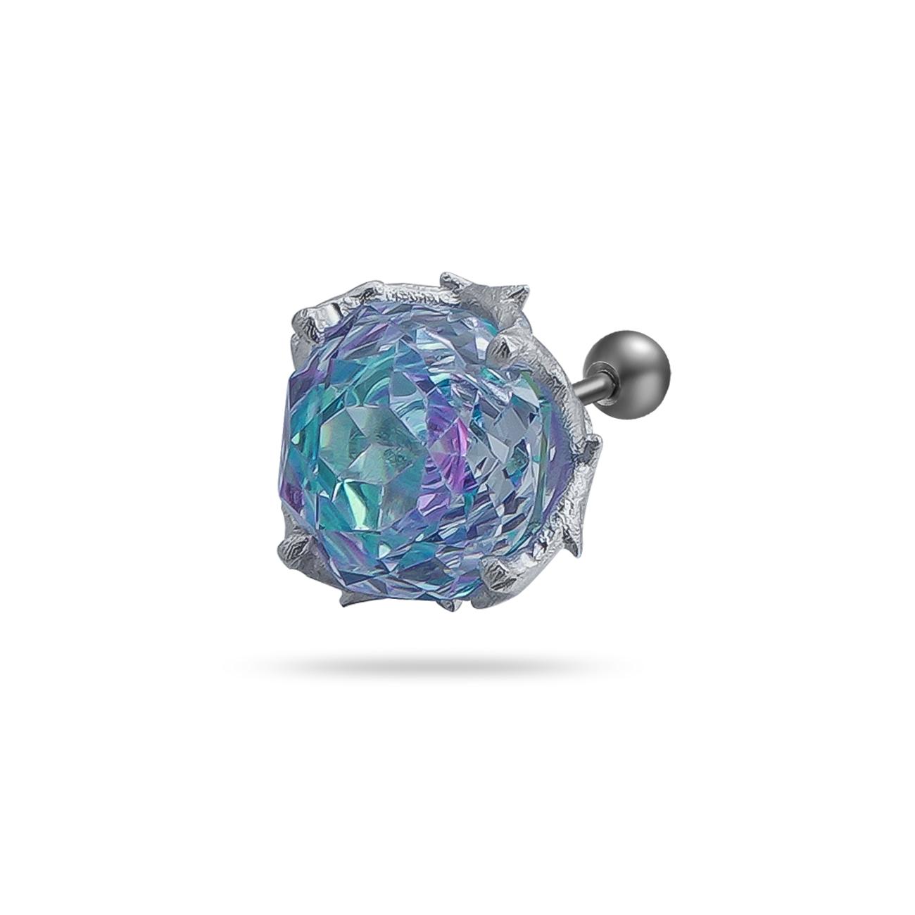 [LUMI96] Sterling Silver Thorn Rose Cut AAAAA+ D Color VVS CZ Stone Stud Earrings, Jewelry for Men Women, Unisex