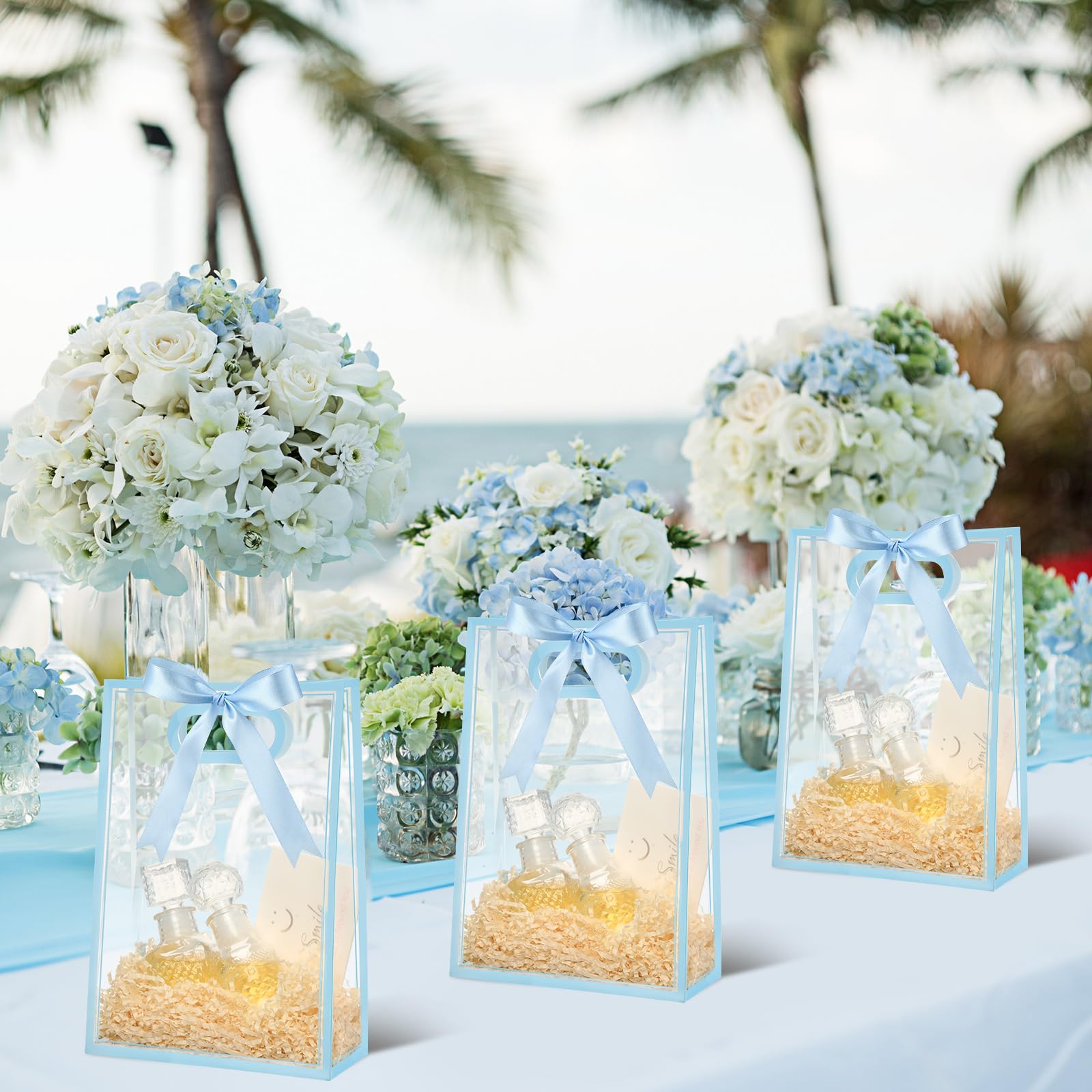 12 Pcs Mother's Day Clear Plastic Gift Bag with Ribbon Transparent Gift Bag Wedding Gift Bag Reusable Gift Wrap Tote Waterproof Present Individual Packaging Bag for Teacher's Day Graduation Wedding Bridal Birthday Baby Shower Summer Christmas Party